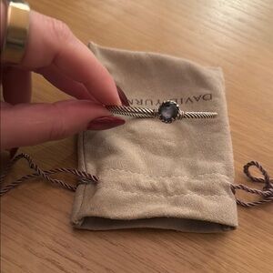 David Yurman Twisted Silver Bracelet with Dark Stone small